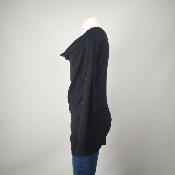 One Fashion By Vero Moda Black Ribbed Knit Cowl Neck Sweater Size M - Picture 4 of 8